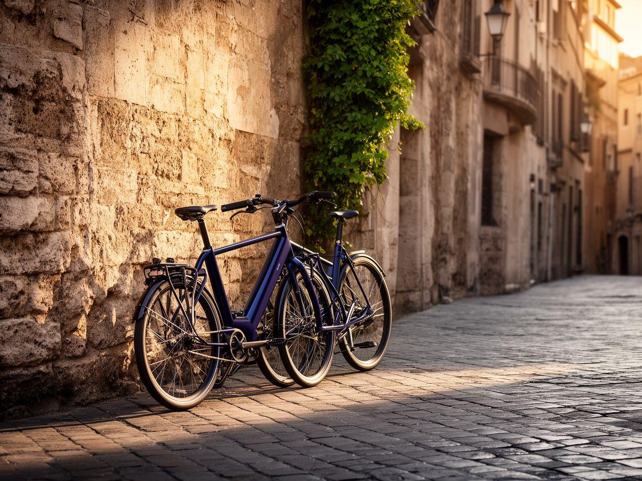 Elegante bicicletta urbana tra le strade storiche di Roma